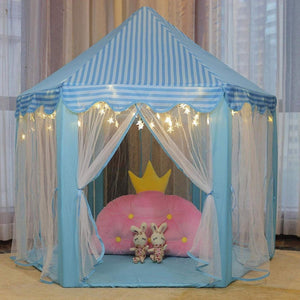 Princess Castle Play Tent Large Fairy Playhouse Gift for Kids 1pc Blue Fabric Indoor