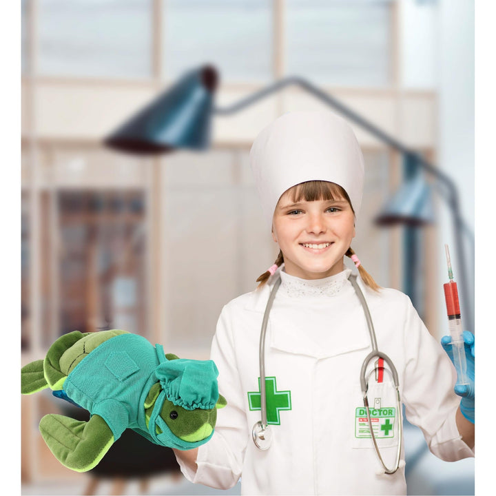 Sea Turtle Doctor Plush with Cute Scrub Uniform and Cap Outfit 6