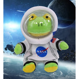 Sitting Green Frog Astronaut Plush with Helmet and Suit 6 Inches White