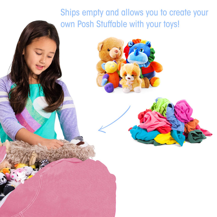 Posh Creations Stuffable Kids Stuffed Animal Storage Bean Bag Chair