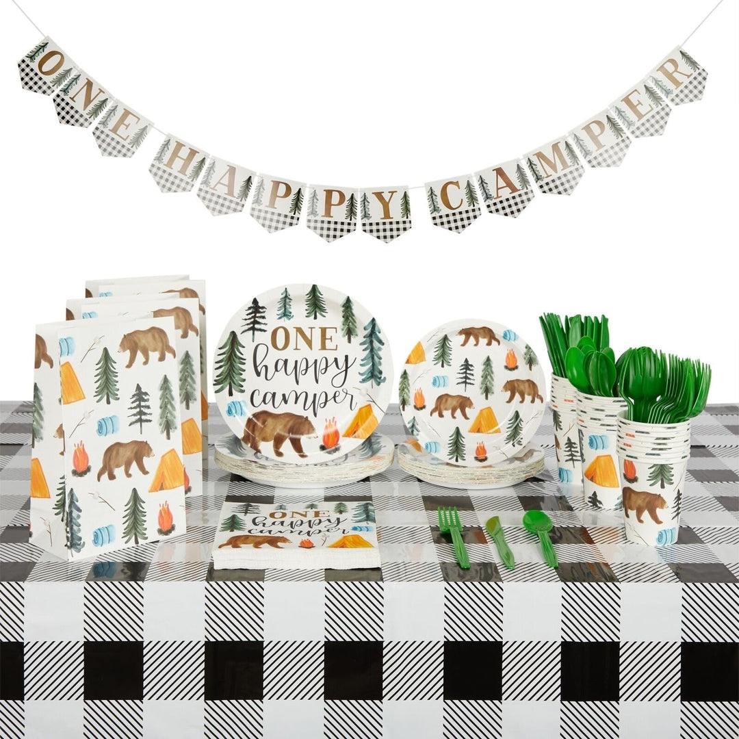 Camping 1st Birthday Party Dinnerware Set Multi Color Plastic