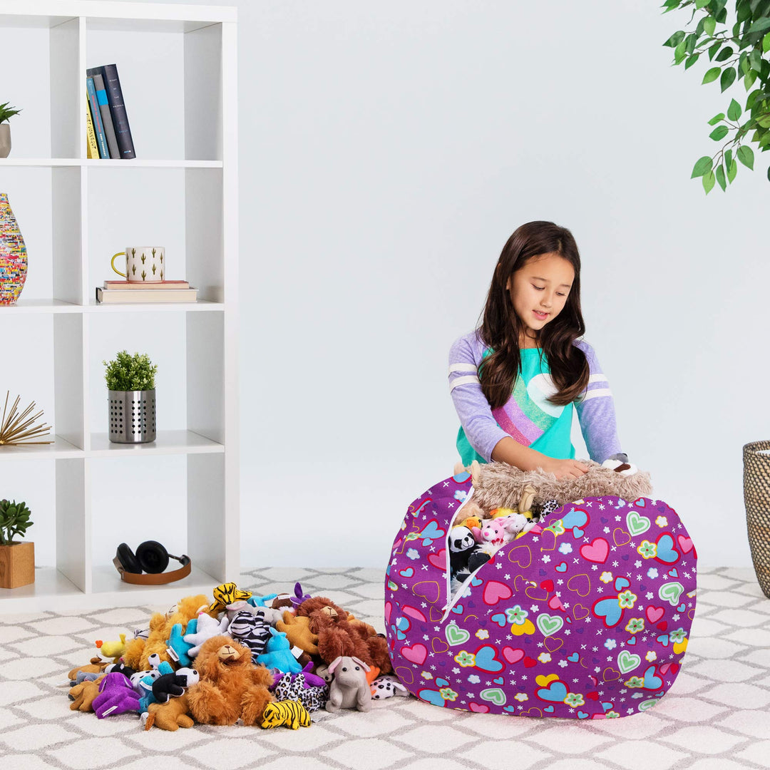 Posh Creations Stuffable Kids Stuffed Animal Storage Bean Bag Chair