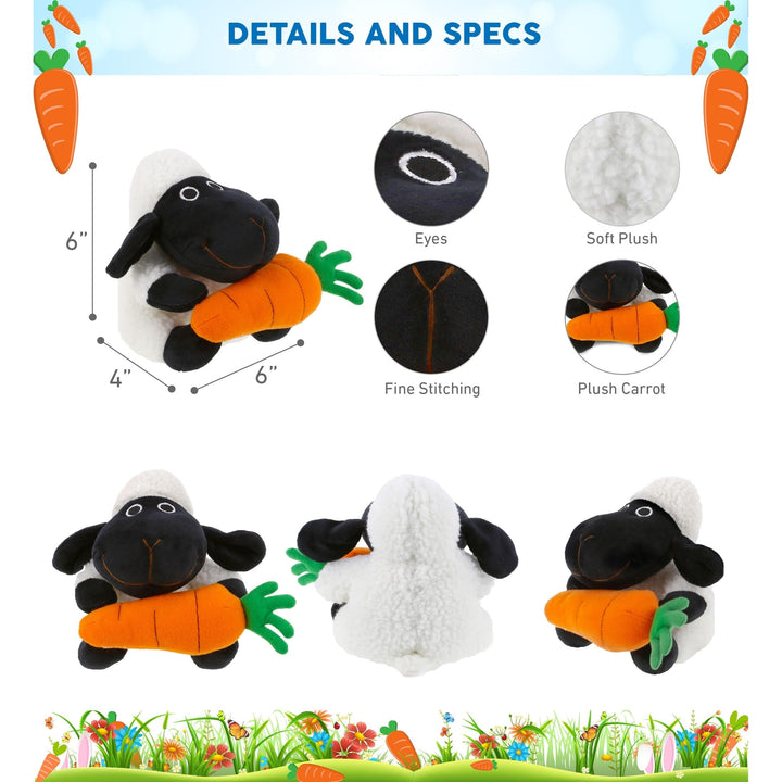 Happy Easter Plush Black Nose Sheep with Carrot 6 Inches Orange