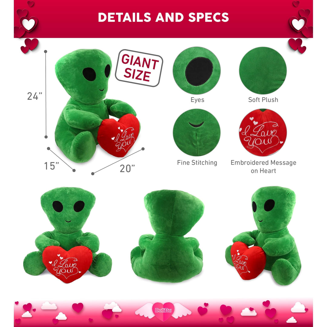 I Love You Alien XL Plush â€“ Cute with 24 Inches Green