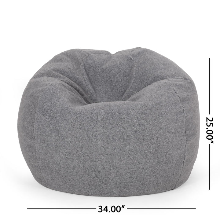 Rounded Bean Bag with Fabric for Dining Room Bedroom Etc Grey Modern