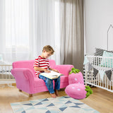 Kids Sofa Children Couch Armrest Chair with Strawberry Pillows Pink