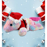 Santa Lying Rainbow Unicorn Stuffed Animal with Outfit 16 Inches Multi