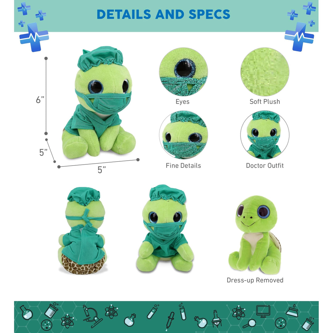 Large Green Sea Turtle Sparkle Eyes Doctor Plush with Uniform 10