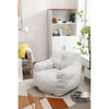 Ivory 39.37'' Bean Bag Chair with Soft Linen Fabric Memory Sponge Solid Mid-Century Modern Pattern Padded Seat