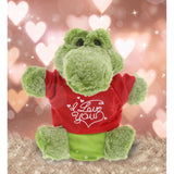 I Love You Valentine Plush Alligator Hand Puppet 9 Inches Green Red