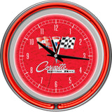 Red Chrome Double Ring Neon Clock Black/White Metal Plastic