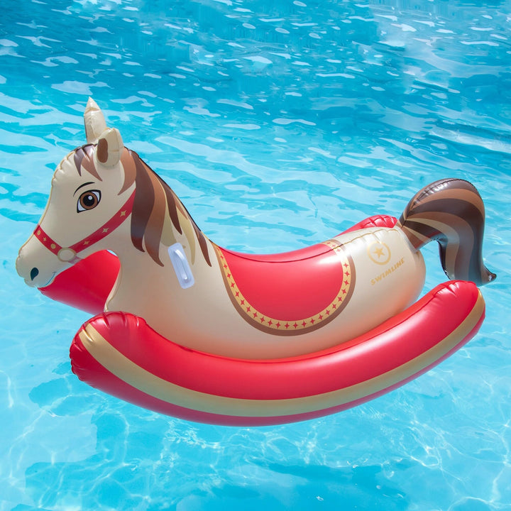 86" Brown and Red Hobby Horse Rocker Inflatable Swimming Pool