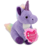 Plush Purple Unicorn with Pink Heart 9 Inches Polyester