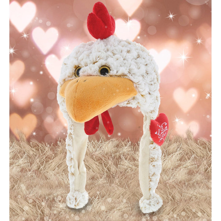 I Love You Plush Rooster Hat with 18 Inches Long Orange White