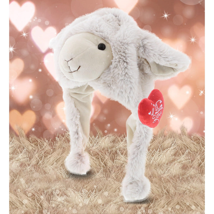 I Love You White Sheep Plush Hat â€“ Cute with 16.5 Inches