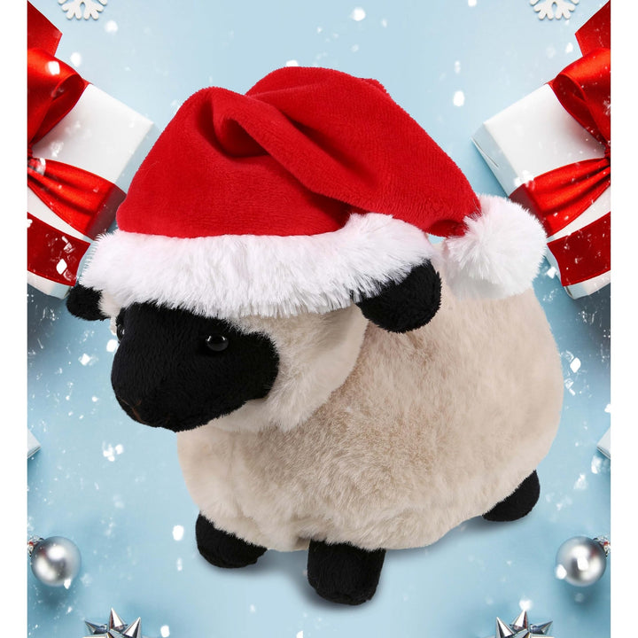 Santa Blacknose Sheep Stuffed Animal with Outfit 8.5 Inches Black