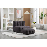 Fluffy Bean Bag Chair Lazy Sofa for Adults and Children Lounge Chairs with Memory Foam Ottoman Black Solid Cabin Lodge Modern Contemporary Microfiber