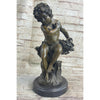 Boy Child Figurative Art Bronze Metal Statue Sculpture Vintage