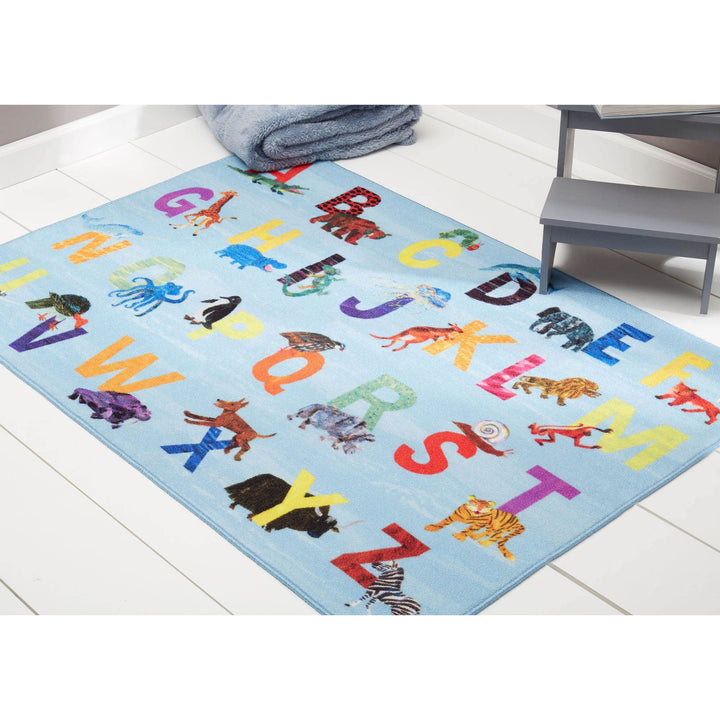 Eric Carle Elementary Alphabet Kids Machine Washable Area Rug