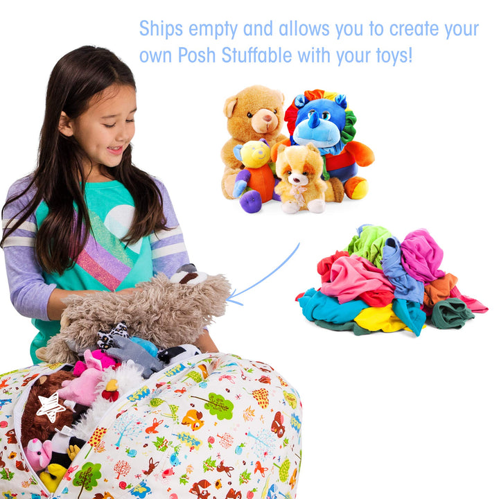 Posh Creations Stuffable Kids Stuffed Animal Storage Bean Bag Chair