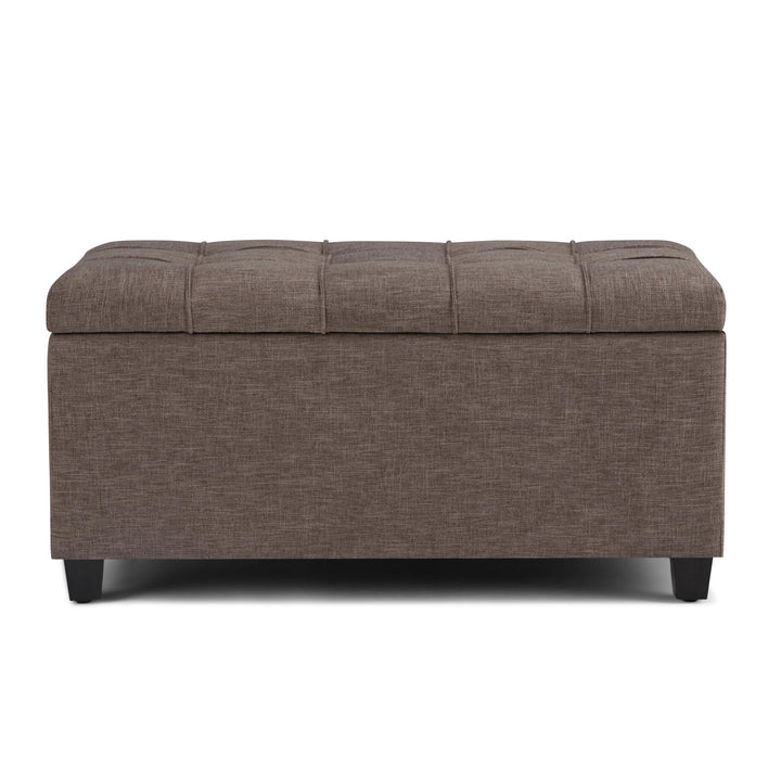 SIMPLIHOME 34 inch Wide Rectangle Lift Top Storage Ottoman