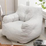 Ivory 39.37'' Bean Bag Chair with Soft Linen Fabric Memory Sponge