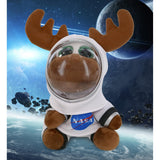 Big Eyes Brown Moose Astronaut Plush with Helmet and Suit 6 Inches