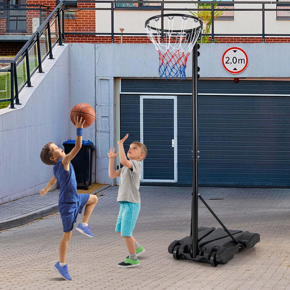 8.5-10ft Adjustable Basketball Hoop Goal with Fillable Base Wheel Black