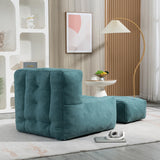 Bean Bag Sofa Chair with Foam Padding and Footrest Lazy Ottoman