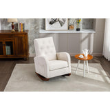 Single Reading Chair Beige Baby Room Rocking High Backrest Armchair