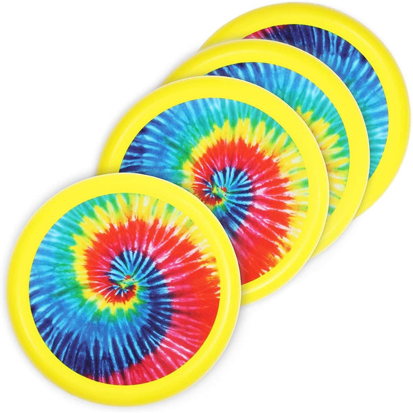 4 Pack Tie-dye Soft Flying Disc for Kids Outdoor Family Game Essentials Yellow (8 in)