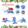 Santa Space Sequin Dolphin Stuffed Animal Plush with Hat 12 Inches