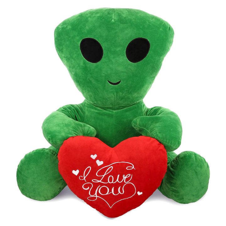 I Love You Alien XL Plush â€“ Cute with 24 Inches Green Polyester