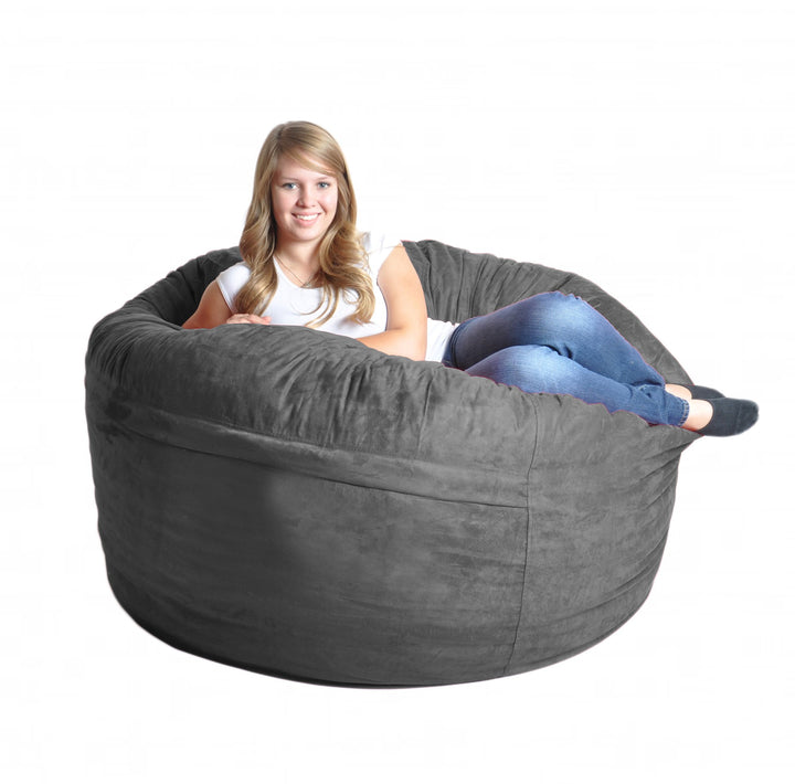 SLACKER sack 5-Feet Foam Microsuede Beanbag Chair, Large, Charcoal