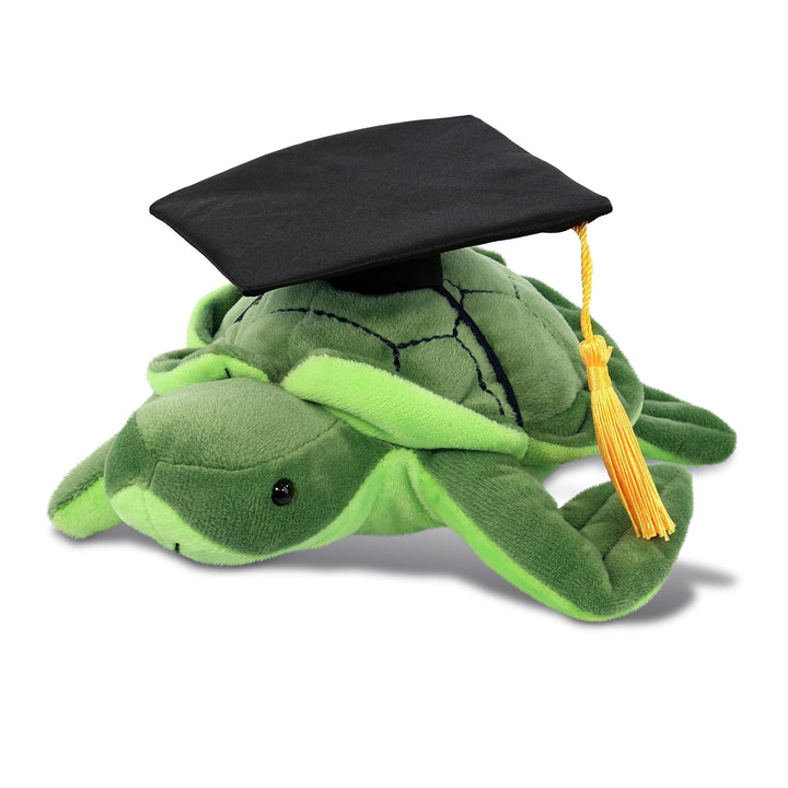 Sea Turtle Graduation Plush Toy with Cap W/Tassel 7.5 Inches Black Green Polyester