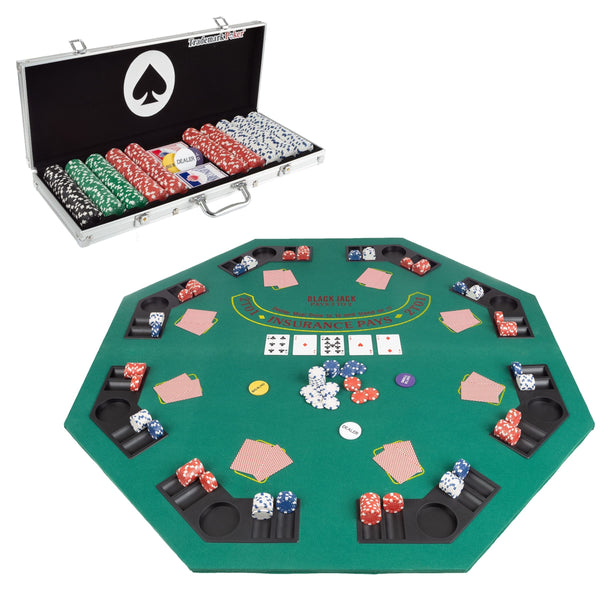 48-inch Poker Table Top and Chips Set Foldable Topper Multi Color Plastic Wood