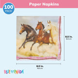 Pack Pnk Horse Napkns Brthday Party Supples for Grls (6.5 X 6.5