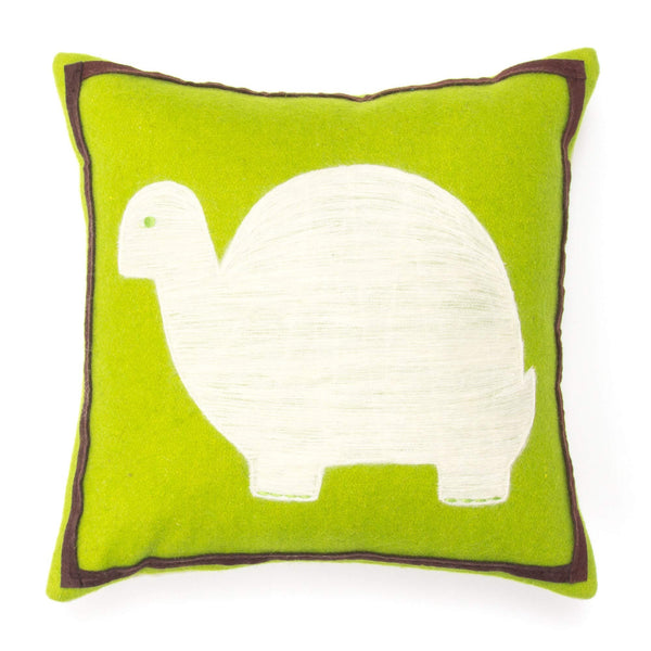 Turtle Decorative Throw Pillow Green Animal Children's Wool One