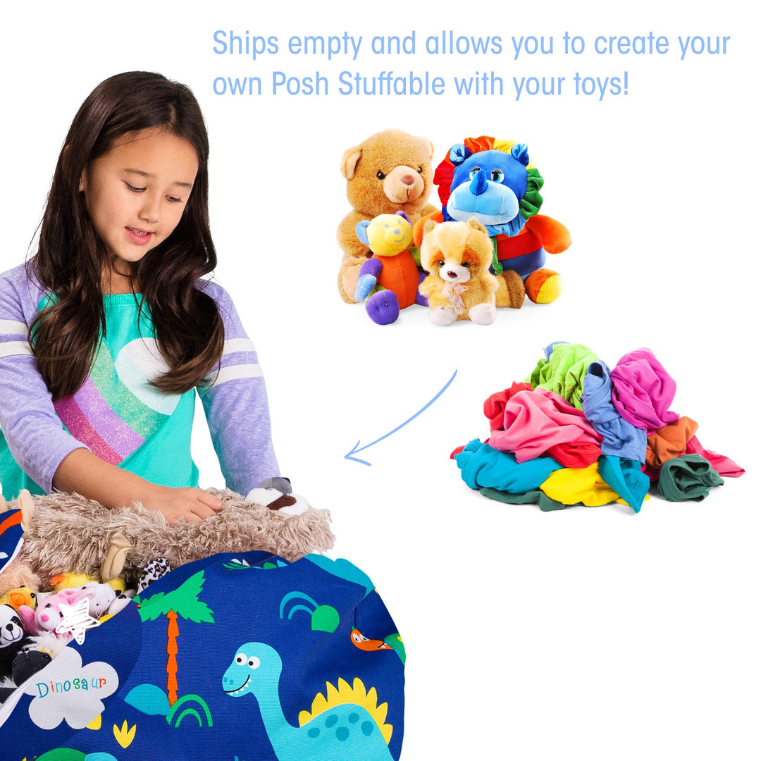 Posh Creations Stuffable Kids Stuffed Animal Storage Bean Bag Chair