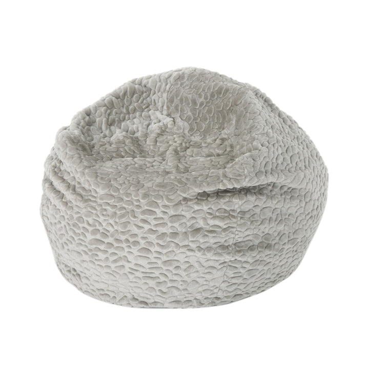 Rounded Fur Bean Bag with Softness and Comfort Grey Modern Contemporary Foam Handmade