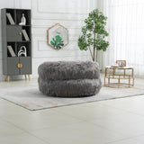 Bean Bag Chair Fur Lazy Sofa with Ottoman Grey Solid Modern