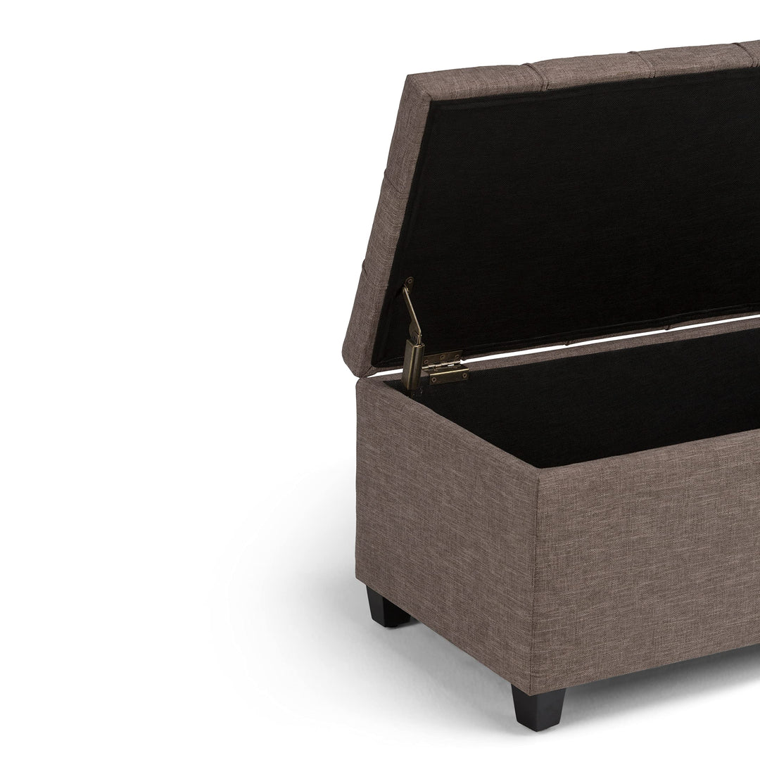 SIMPLIHOME 34 inch Wide Rectangle Lift Top Storage Ottoman