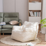 Soft Tufted Foam Bean Bag hair with Teddy Fabric Ivory White Modern