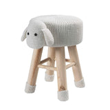 AC Pacific Woodland Sheep Stool for Kids, Animal Themed Wooden Ottoman Chair with Soft Plush Fabric, Sturdy Pine Wood Legs, Ideal for Playrooms, Nurseries or Living Rooms, Winter White