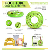 Inflatable Green Gold Pool Float Tube with Confetti 36 Inches