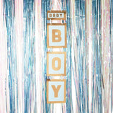 Gold Foil Hanging Sign for Boy Baby Shower (4 Pack) Blue