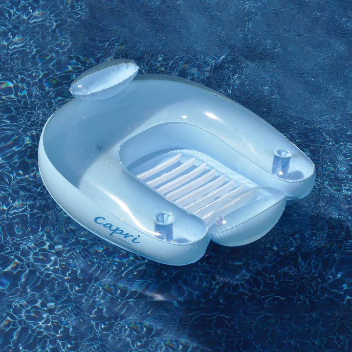 36.5" Inflatable Transparent Light Blue Swimming Pool Chair Float