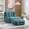 Fluffy Bean Bag Chair Lazy Sofa with Memory Foam and Ottoman Green Solid Mid-Century Modern Pattern Velvet Padded Seat