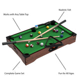 Mini Tabletop Pool Set- Billiards Game Includes Game Balls, Sticks, Chalk, Brush and Triangle-Portable and Fun for the Whole Family by Hey! Play!(Green)