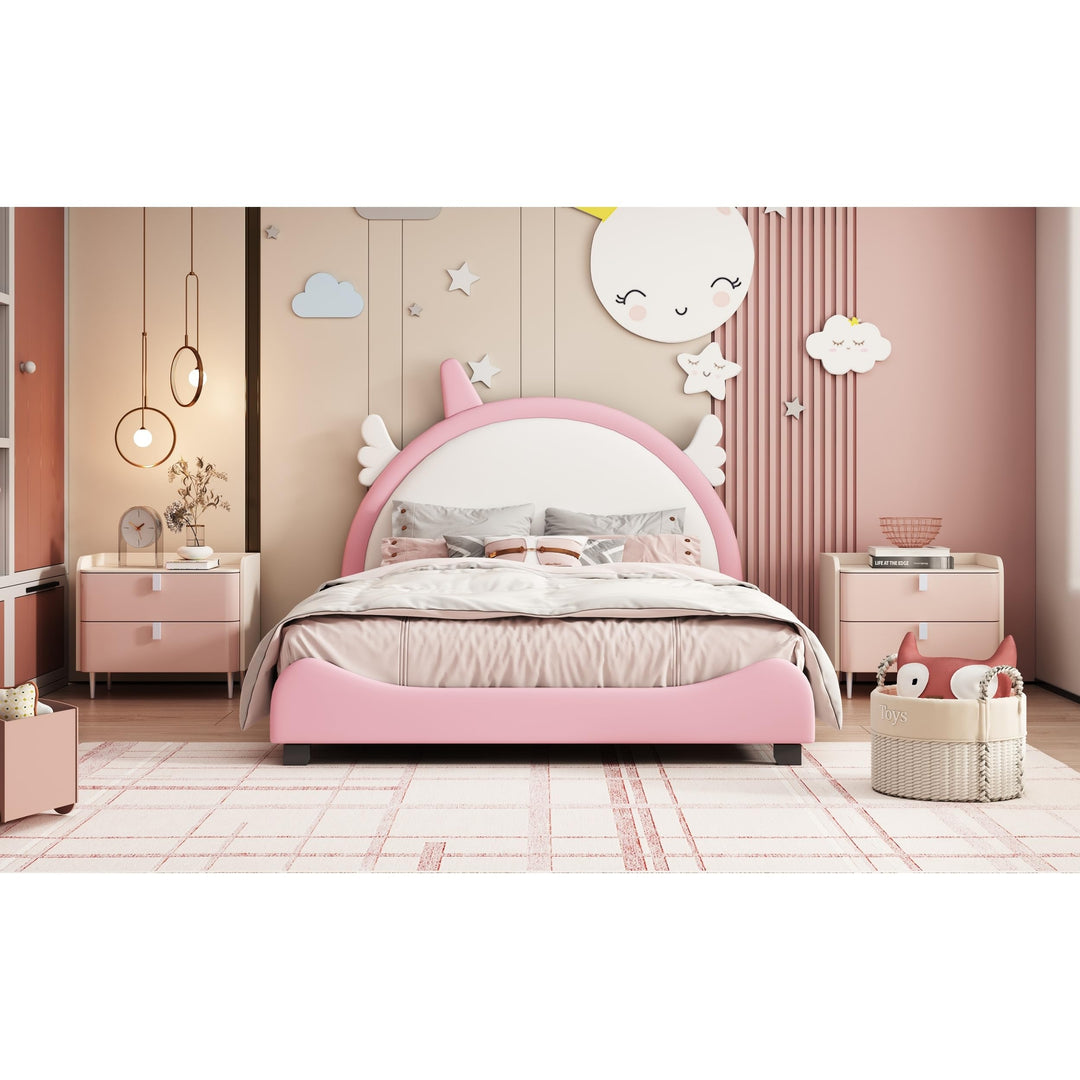 Kid-Friendly Design Full Size Bed Kids Pink Mid-Century Modern